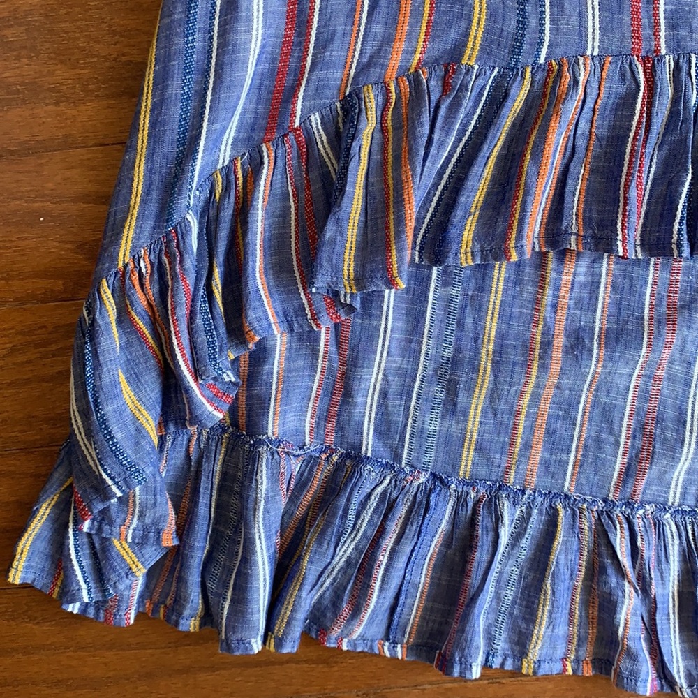 Spiaggia Dolce NWOT Striped Boho Off the Shoulder Dress High Low Hem Size Large - Picture 3 of 16